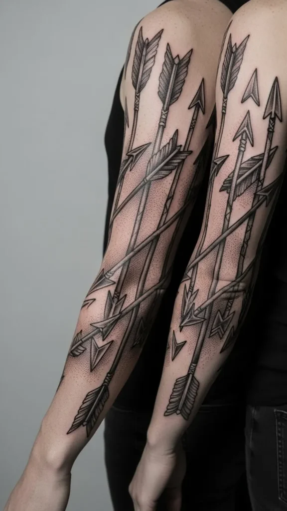 Arrow and Dotwork Sleeve