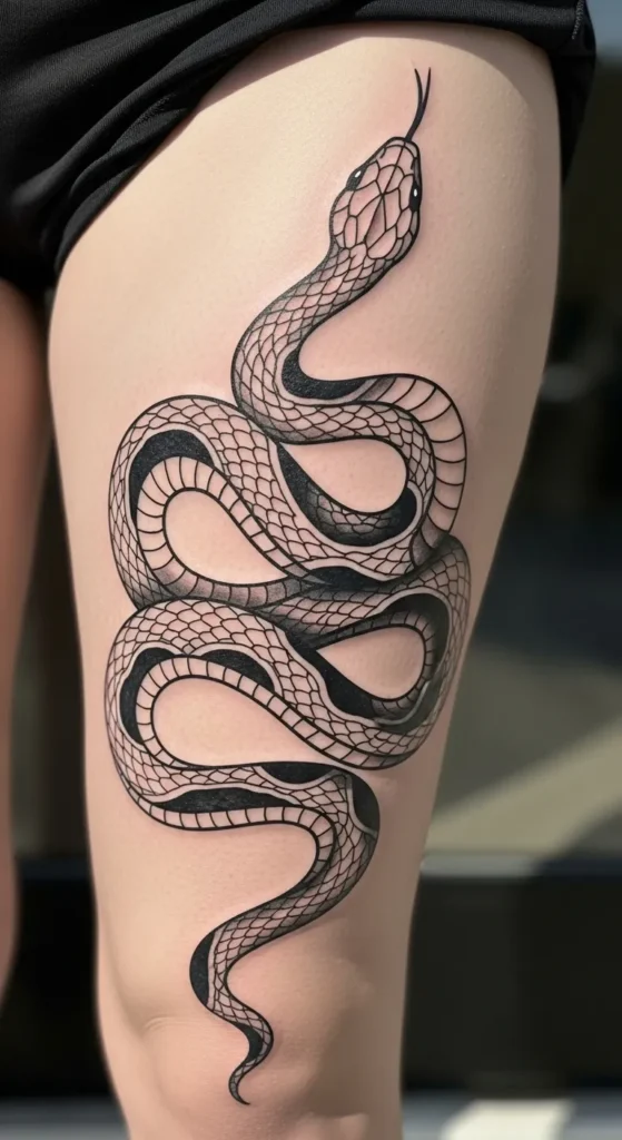 Bold Snake Wrapped Along the Thigh