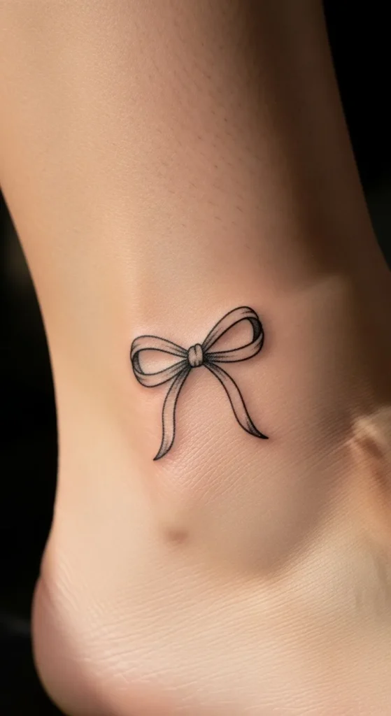  Bow Knot Ankle Tattoo