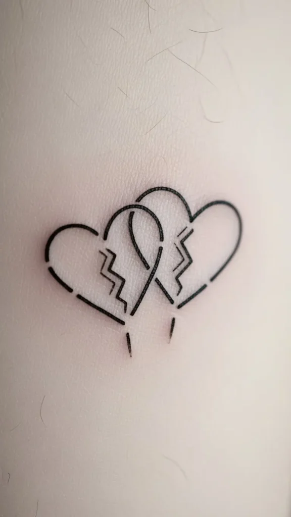 Broken-Line Intertwined Hearts