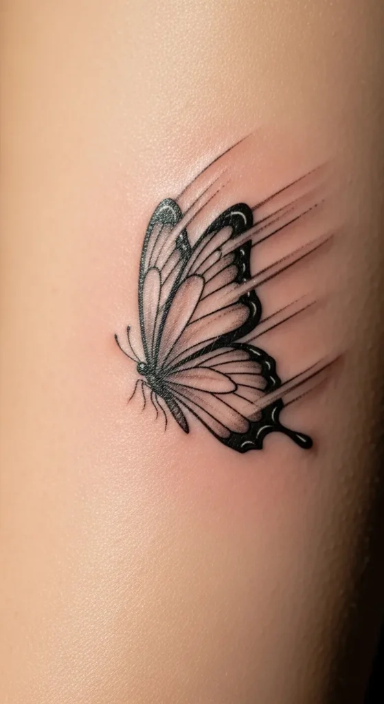 Butterfly with Gentle Motion Lines