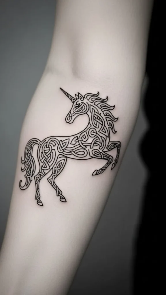 Celtic Knot Unicorn Outline