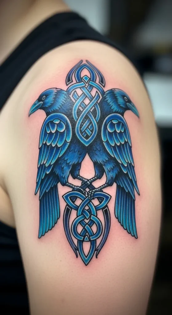 Celtic Raven Knot in Blue