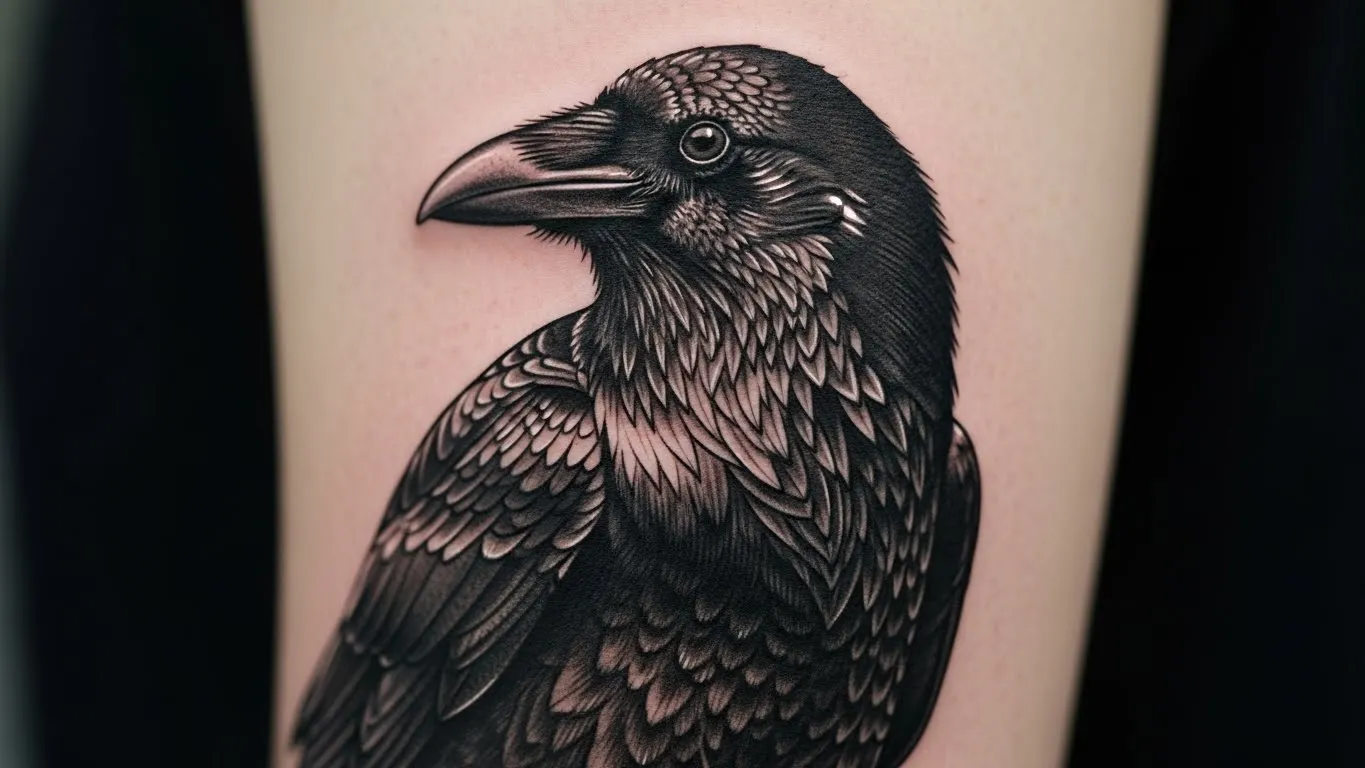 26 Mysterious Raven Tattoos That Represent Wisdom