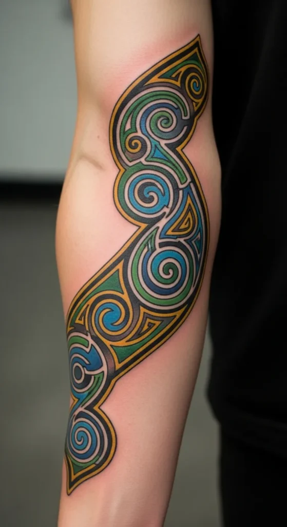 Celtic Spiral Band with Color