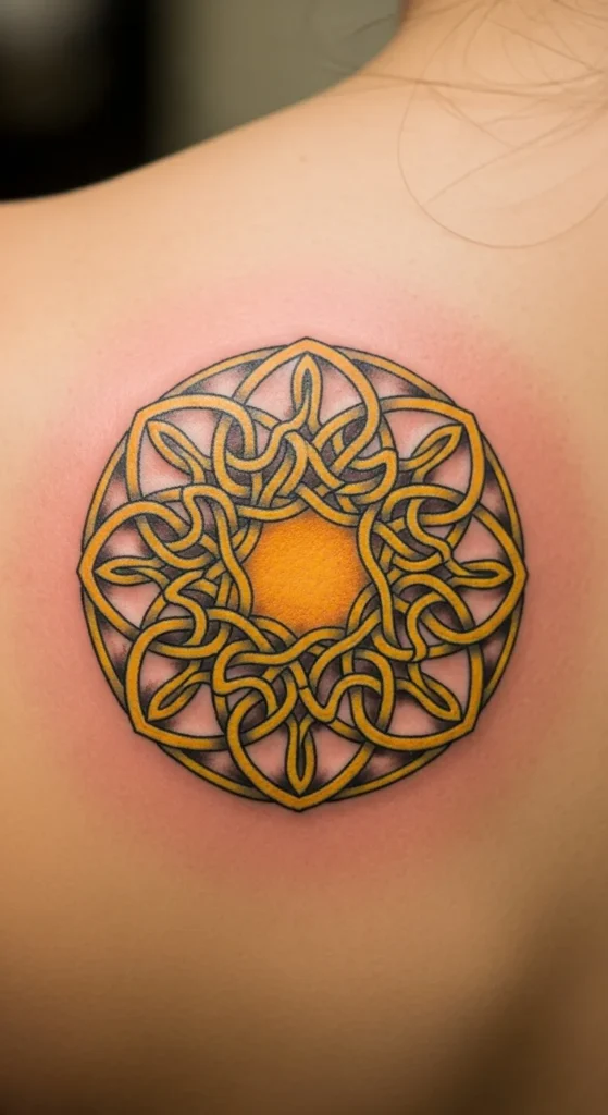 Celtic Sun Knot in Bright Yellow