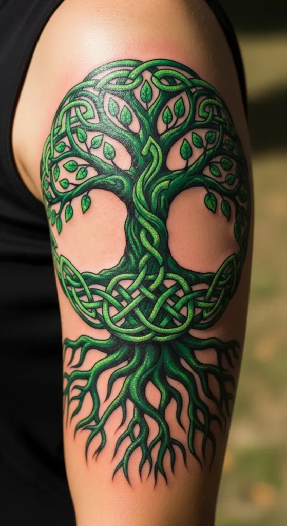 Celtic Tree of Life in Bright Greens