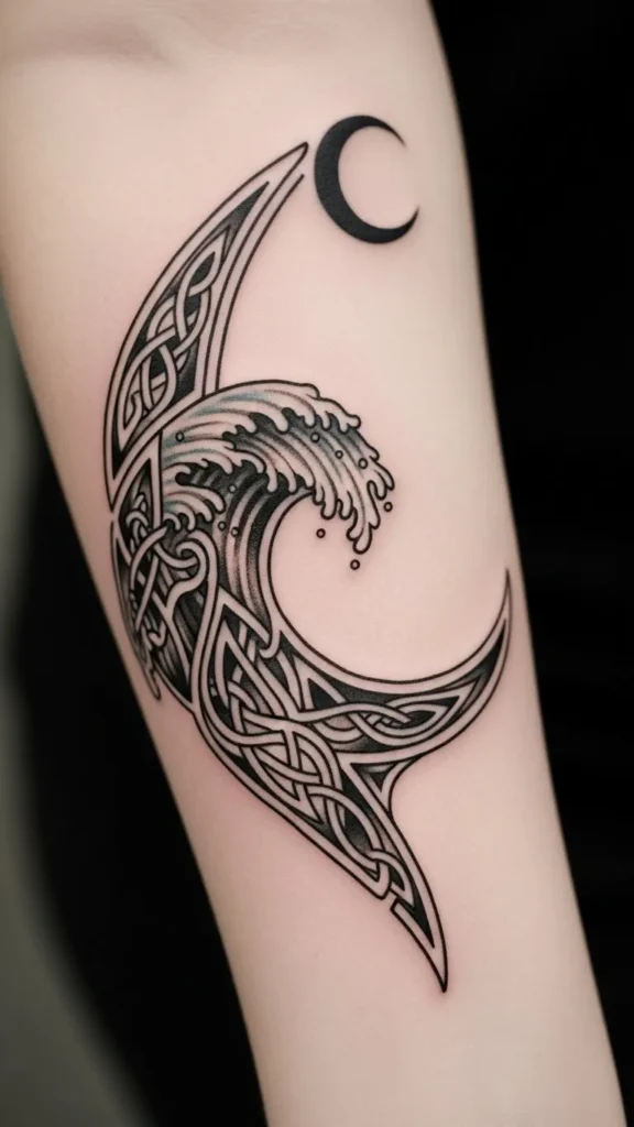 Celtic Wave with Moon Curve