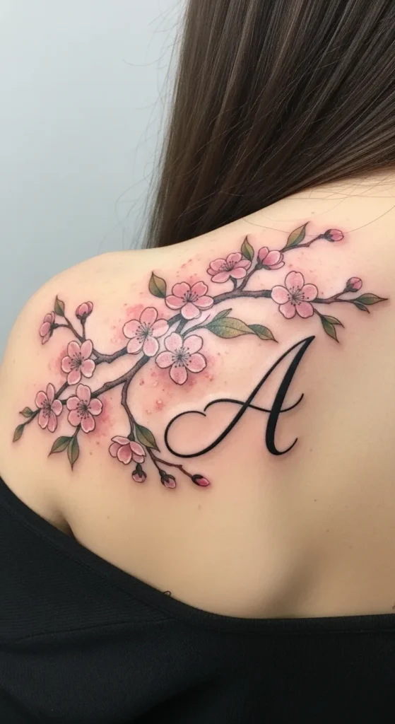 Cherry Blossom with Name Initial