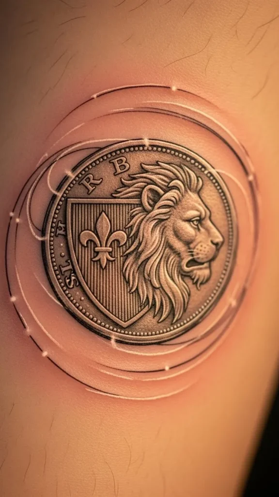 Coin with Circular Motion Lines