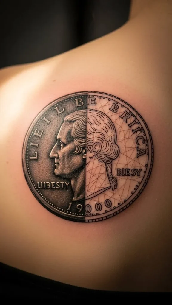 Coin with Half Shaded Surface