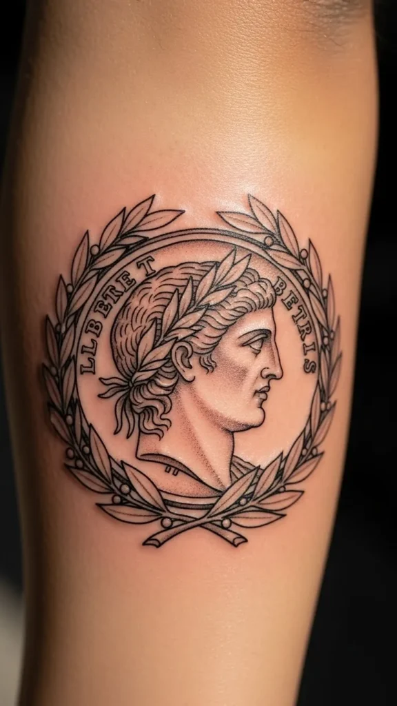 Coin with Laurel Border