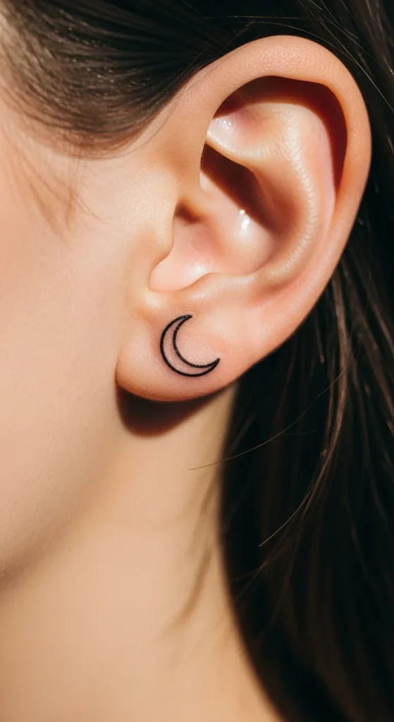 Crescent Moon Tucked Behind the Lobe