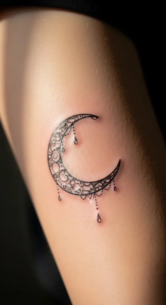 Crescent Moon With Dew Drops