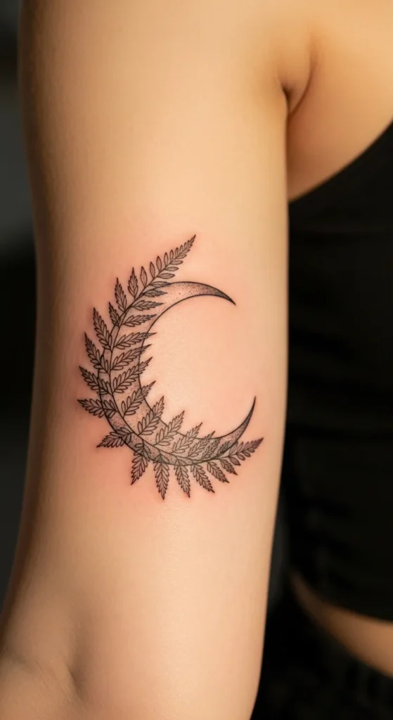 Crescent Moon With Fern Tips