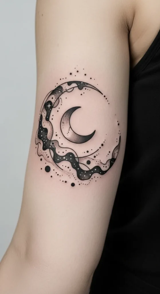 Crescent Moon With Open Sky Space