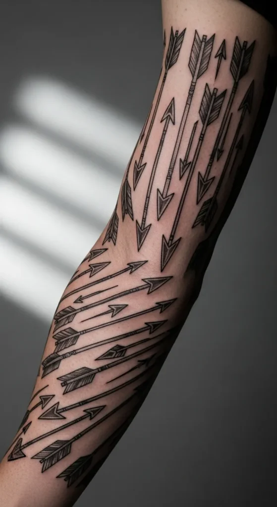 Cupid and Arrow Sleeve Tattoos