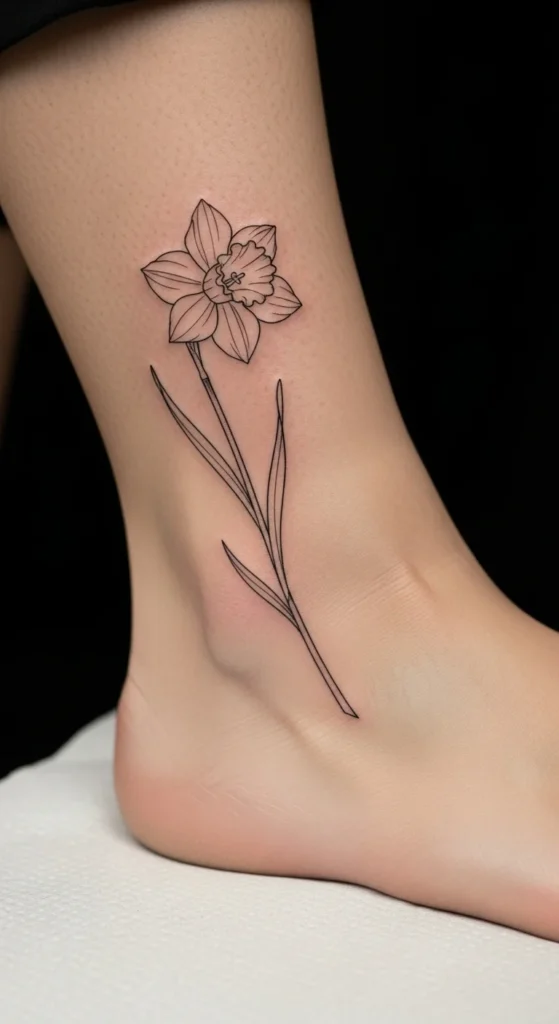 Daffodil Stem Line Tattoo