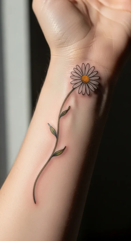 Dainty Daisy Stem on the Wrist