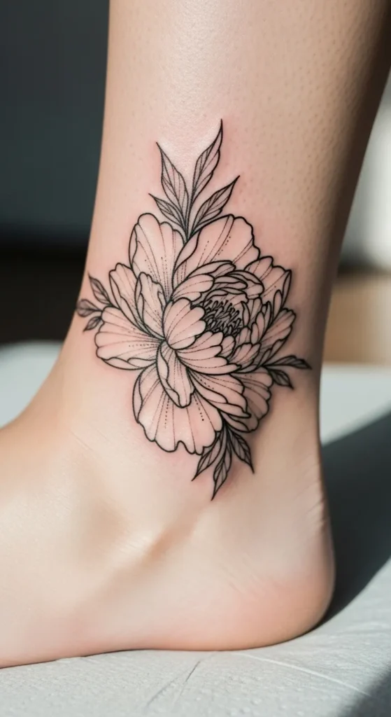 Dainty Peony Linework
