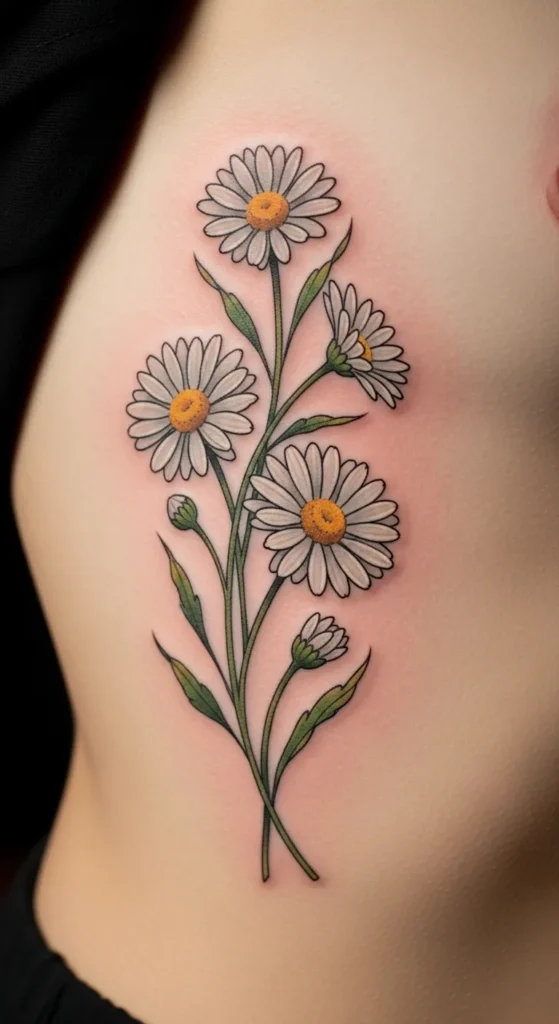 Daisy Rib Tattoo
