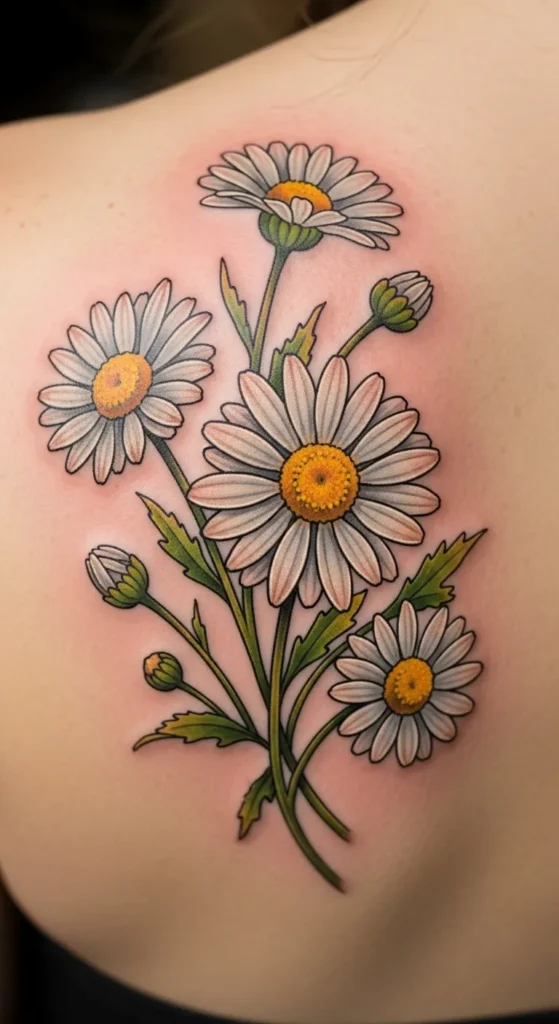 Daisy Shoulder Blade Tattoo