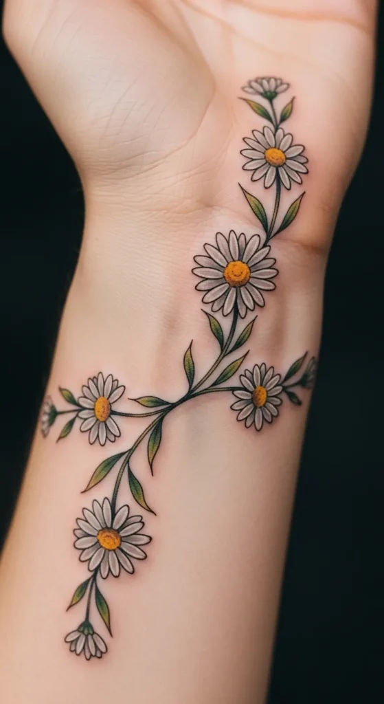 Daisy Wrist Wrap Tattoo