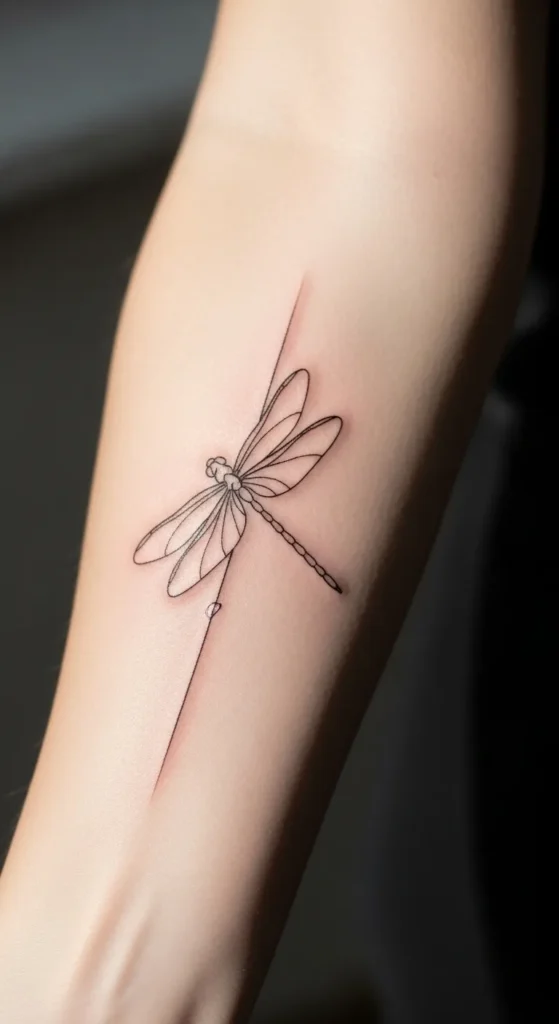 Dragonfly Line Tattoo