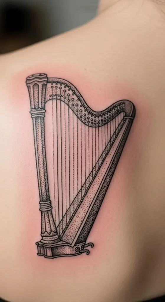 Fine Dotwork Harp