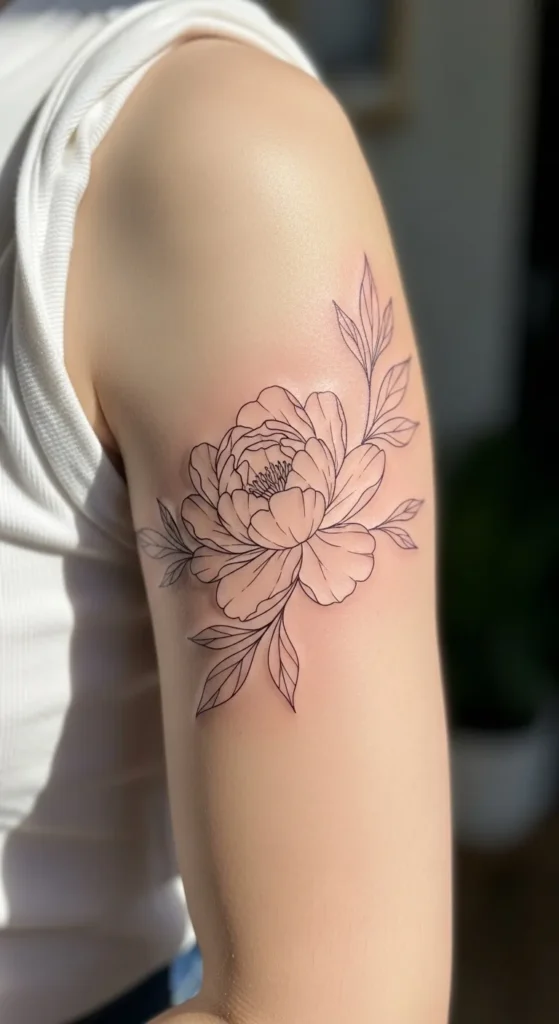 Fine Line Peony Outline
