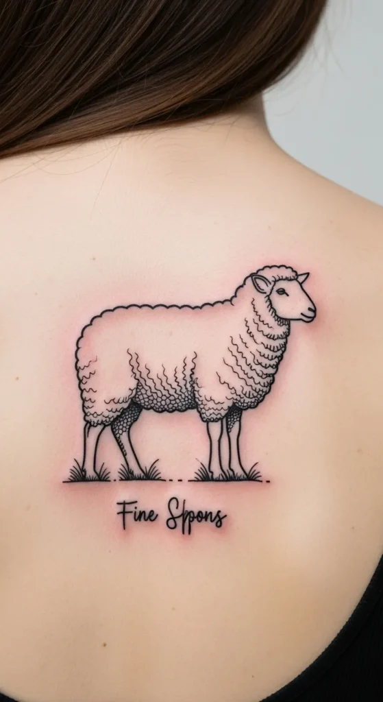 Fine Line Sheep Silhouette