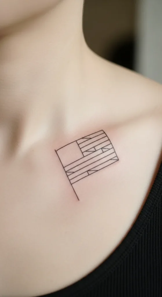 Flag Outline on Collarbone