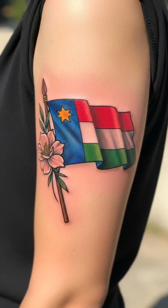 Flag with Floral Accent