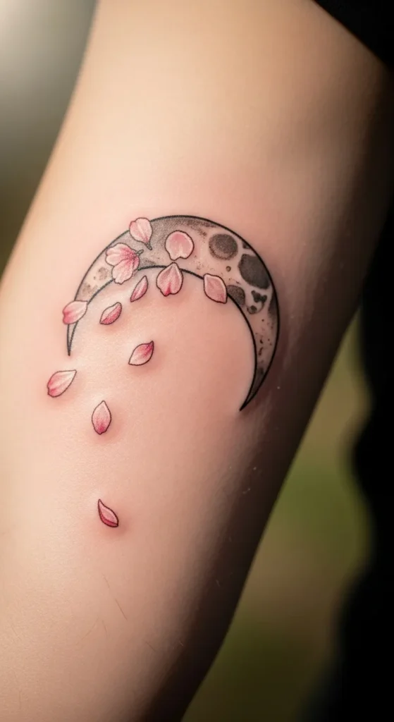 Half Moon With Falling Petals