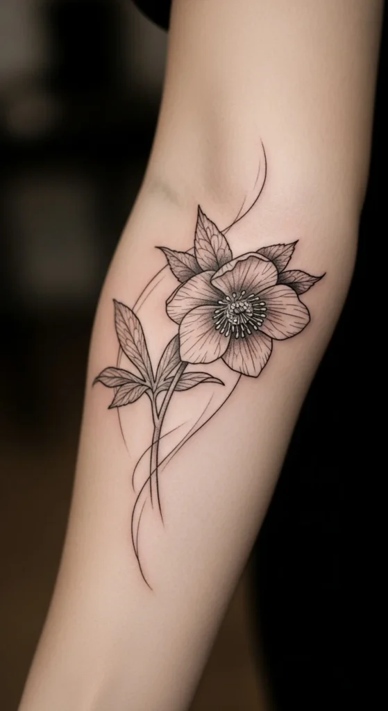 Hellebore Fine Line Tattoo