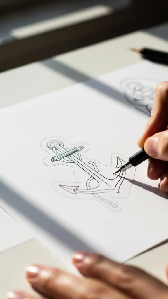 How to Draw Minimal Anchor Tattoos
