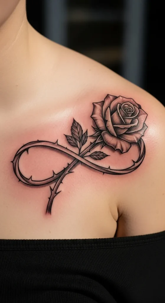 Infinity Rose Shoulder Placement