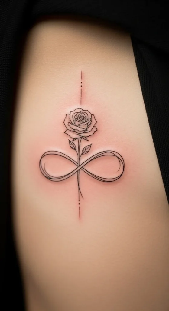  Infinity Rose Side Rib Tattoo