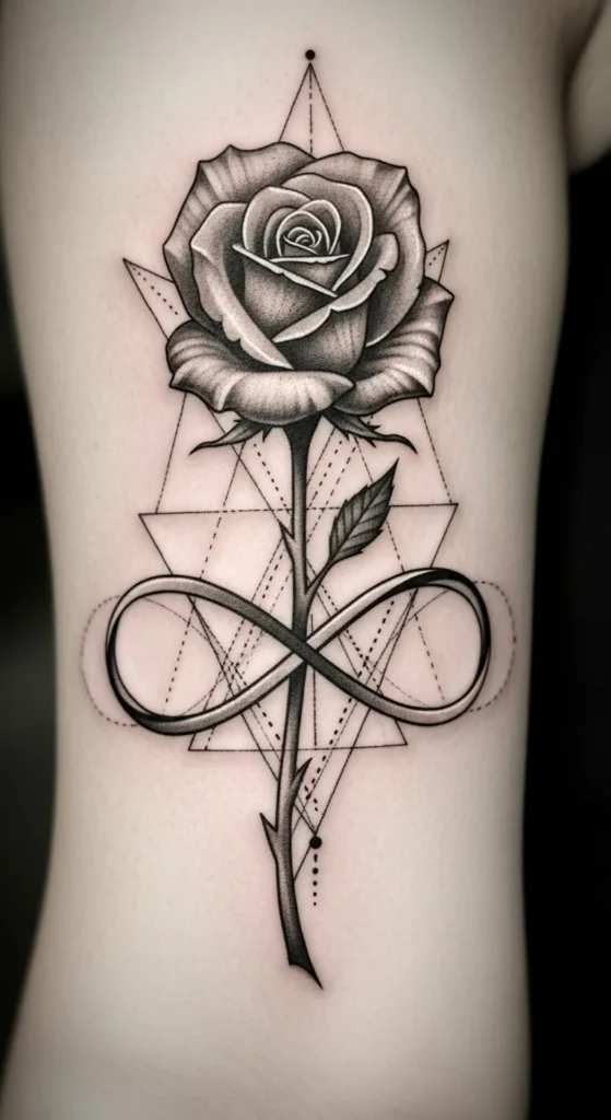 Infinity Rose With Geometric Touch