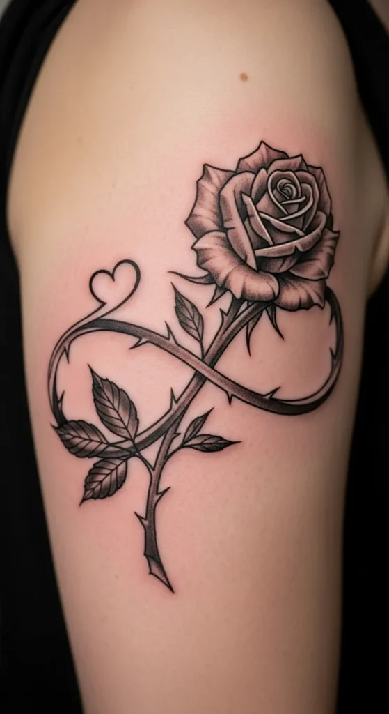 Infinity Rose With Heart Accent