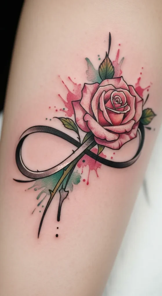  Infinity Rose With Watercolor Touch