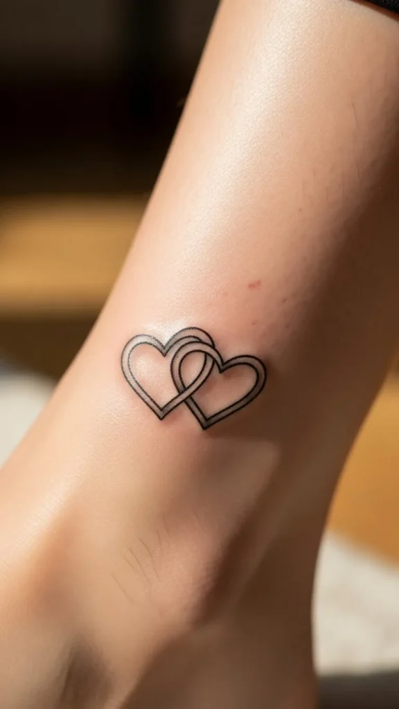  Intertwined Hearts on the Ankle