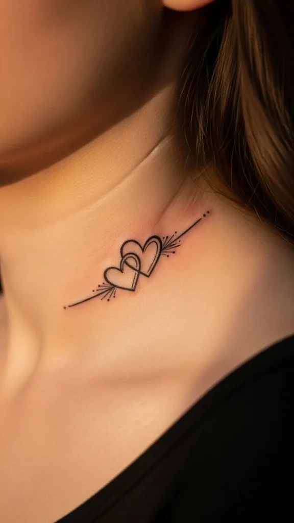 Intertwined Hearts on the Collarbone