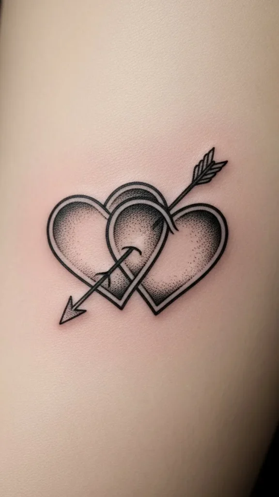  Intertwined Hearts with Arrow Accent