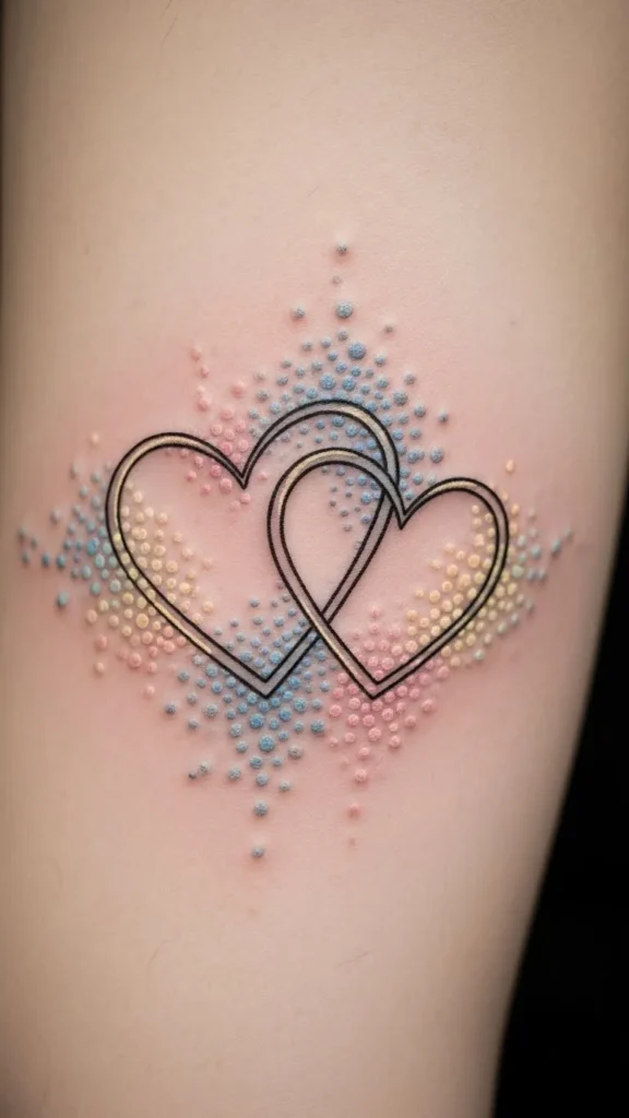 Intertwined Hearts with Birthstone Dots