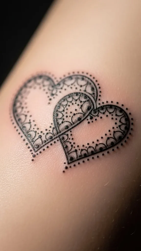 Intertwined Hearts with Date Dots