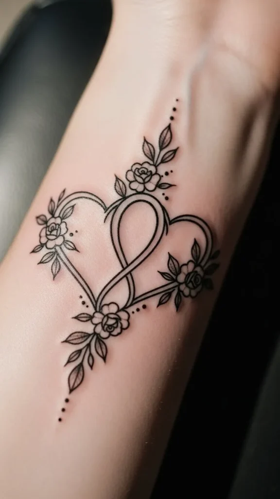 Intertwined Hearts with Floral Touch