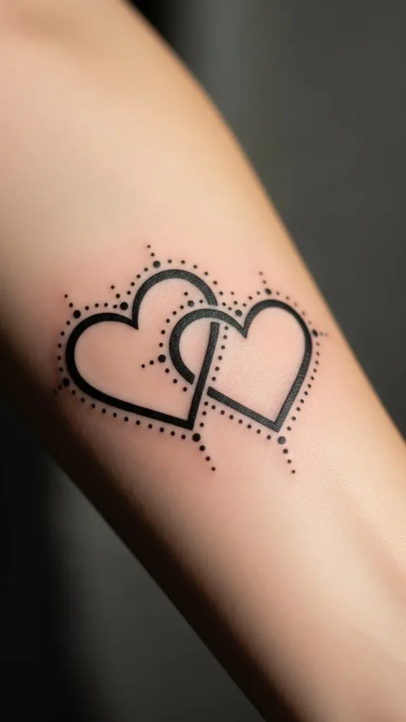 Intertwined Hearts with Initial Dots