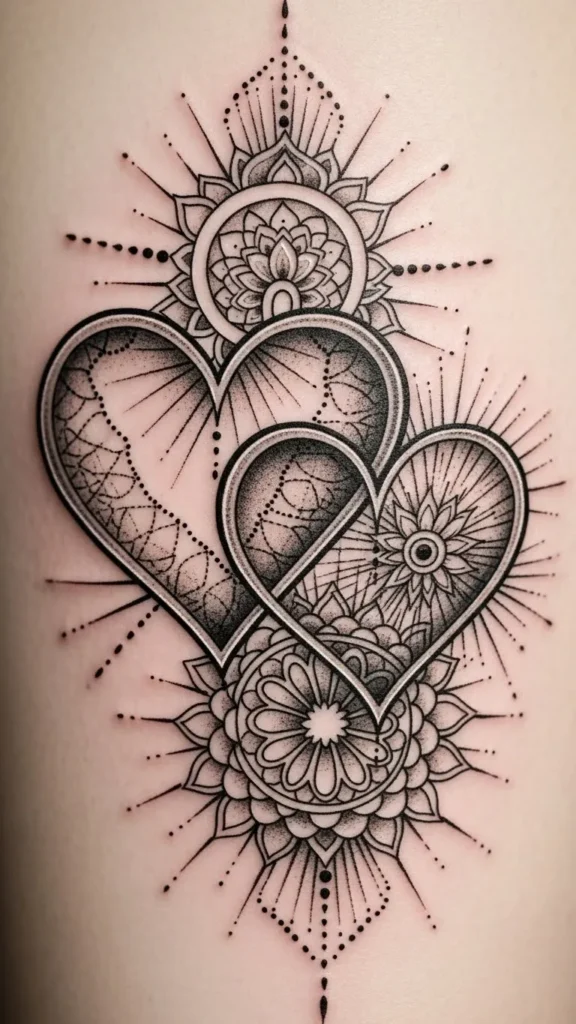 Intertwined Hearts with Mandala Touch