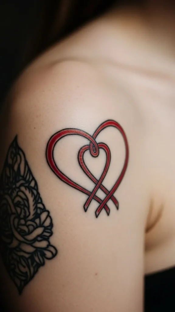 Intertwined Hearts with Negative Space